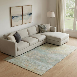 HomeRoots 9' X 12' Abstract Wheat and Beige Washable Area Rug - UV Protected, Stain Resistant, Easy Care! 717802