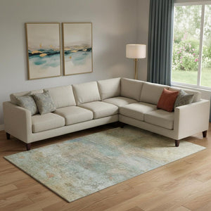 HomeRoots 10' X 14' Wheat and Beige Abstract Area Rug - Durable, Washable, UV-Protected for Stylish Living Spaces 717803