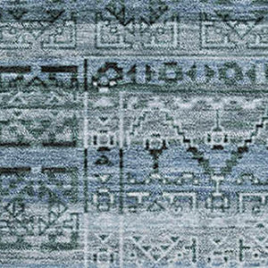 HomeRoots 5' X 8' Sage and Blue Striped Area Rug - Washable, UV Protected, Durable for High-Traffic Spaces 717805