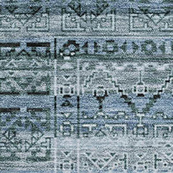 HomeRoots 5' X 8' Sage and Blue Striped Area Rug - Washable, UV Protected, Durable for High-Traffic Spaces 717805