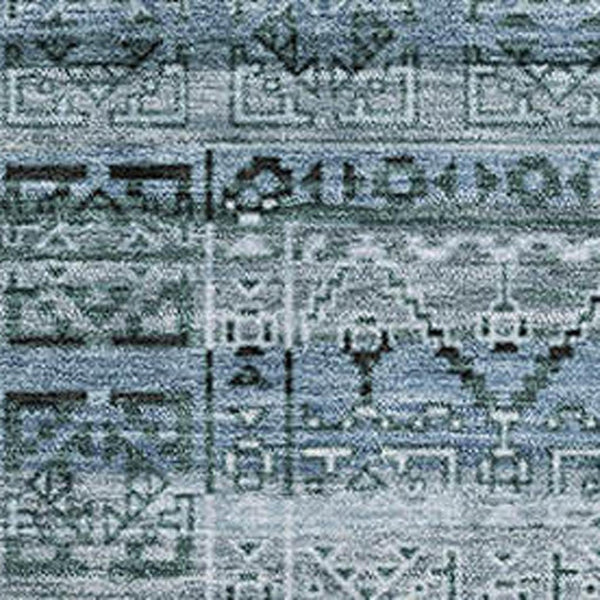 HomeRoots 8' Sage and Blue Striped Washable Round Rug - UV Protected, Stain-Resistant, Ideal for High-Traffic Areas 717806
