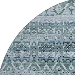 HomeRoots 8' X 10' Sage and Blue Striped Area Rug – Washable, UV Protected, Perfect for Family Homes & Pets 717807
