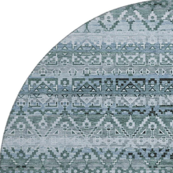 HomeRoots 8' X 10' Sage and Blue Striped Area Rug – Washable, UV Protected, Perfect for Family Homes & Pets 717807