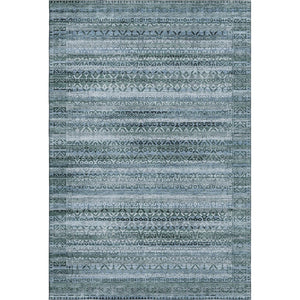 HomeRoots 9' X 12' Sage and Blue Striped Washable Area Rug – Durable, UV-Protected, Perfect for Busy Homes! 717808