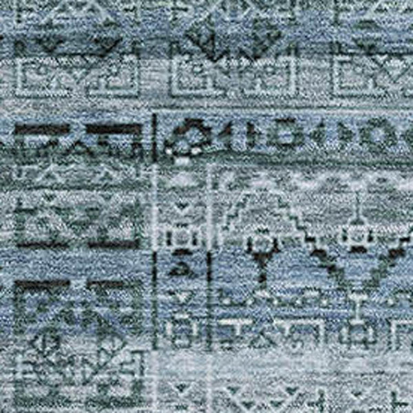 HomeRoots 9' X 12' Sage and Blue Striped Washable Area Rug – Durable, UV-Protected, Perfect for Busy Homes! 717808