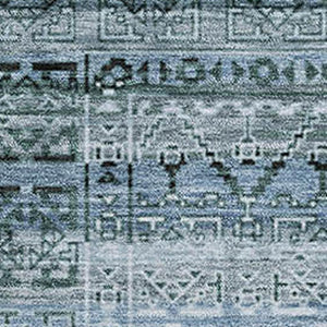 HomeRoots 10' X 14' Sage and Blue Striped Washable Area Rug – Durable, UV-Protected Comfort for Busy Homes 717809