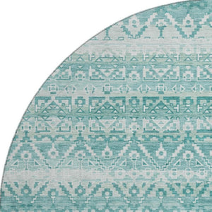 HomeRoots 8' X 10' Aqua and Ivory Striped Area Rug - Washable, Stylish, UV-Protected for High-Traffic Homes 717813