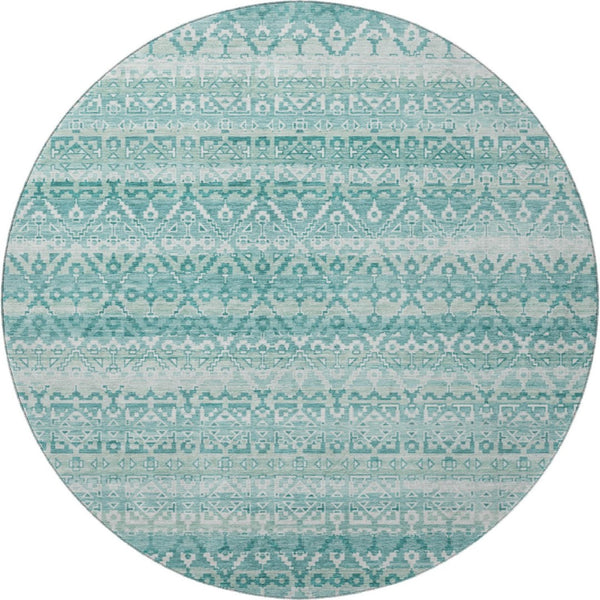 HomeRoots 8' X 10' Aqua and Ivory Striped Area Rug - Washable, Stylish, UV-Protected for High-Traffic Homes 717813