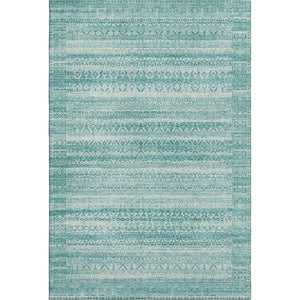 HomeRoots 9' X 12' Aqua Striped Washable Area Rug with UV Protection, Stain Resistance & Non-Slip Backing 717814