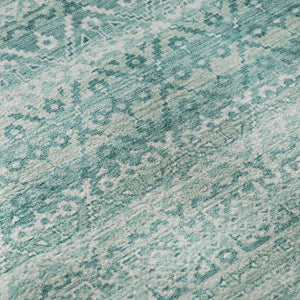 HomeRoots 9' X 12' Aqua Striped Washable Area Rug with UV Protection, Stain Resistance & Non-Slip Backing 717814