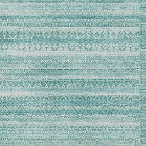 HomeRoots 10' Aqua and Ivory Striped Area Rug - Washable, UV Protected, Durable, Perfect for Coastal Decor! 717815
