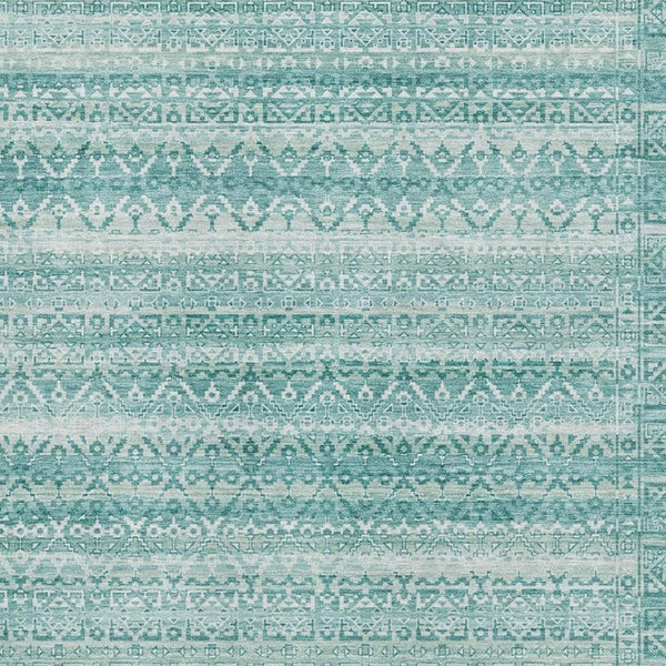HomeRoots 10' Aqua and Ivory Striped Area Rug - Washable, UV Protected, Durable, Perfect for Coastal Decor! 717815