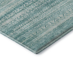 HomeRoots 10' Aqua and Ivory Striped Area Rug - Washable, UV Protected, Durable, Perfect for Coastal Decor! 717815