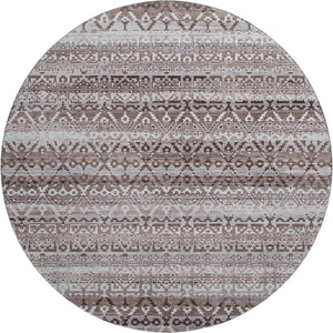 HomeRoots 8' X 10' Brown And Beige Striped Area Rug - Washable, UV-Protected, Stain Resistant for Any Room 717819