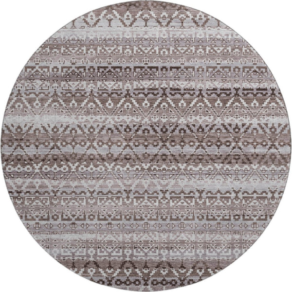HomeRoots 8' X 10' Brown And Beige Striped Area Rug - Washable, UV-Protected, Stain Resistant for Any Room 717819