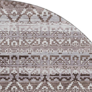 HomeRoots 8' X 10' Brown And Beige Striped Area Rug - Washable, UV-Protected, Stain Resistant for Any Room 717819