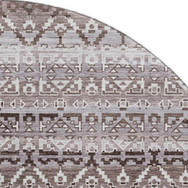 HomeRoots 8' X 10' Brown And Beige Striped Area Rug - Washable, UV-Protected, Stain Resistant for Any Room 717819