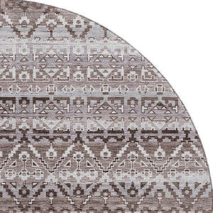 HomeRoots 8' X 10' Brown And Beige Striped Area Rug - Washable, UV-Protected, Stain Resistant for Any Room 717819