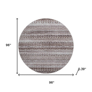 HomeRoots 8' X 10' Brown And Beige Striped Area Rug - Washable, UV-Protected, Stain Resistant for Any Room 717819