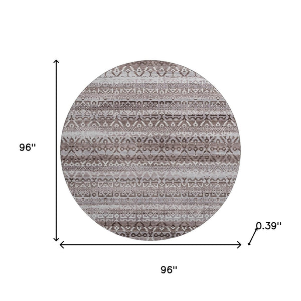 HomeRoots 8' X 10' Brown And Beige Striped Area Rug - Washable, UV-Protected, Stain Resistant for Any Room 717819