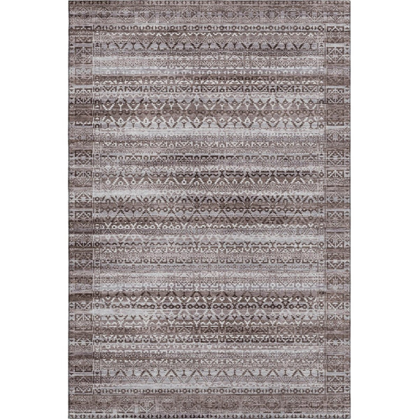 HomeRoots 10' X 14' Brown And Beige Striped Area Rug - Washable, UV Protected, Perfect for Busy Homes & Pets 717821