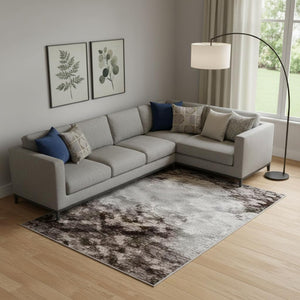 HomeRoots 10' X 14' Brown And Beige Striped Area Rug - Washable, UV Protected, Perfect for Busy Homes & Pets 717821
