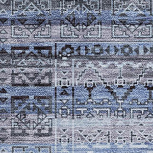HomeRoots 5' X 8' Stylish Blue and Charcoal Striped Area Rug - Washable, UV Protected, Ideal for Busy Homes 717823