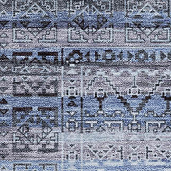 HomeRoots 5' X 8' Stylish Blue and Charcoal Striped Area Rug - Washable, UV Protected, Ideal for Busy Homes 717823