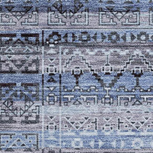 HomeRoots 10' Blue & Charcoal Striped Washable Area Rug – UV-Protected, Durable, Stain-Resistant Design for Homes 717827