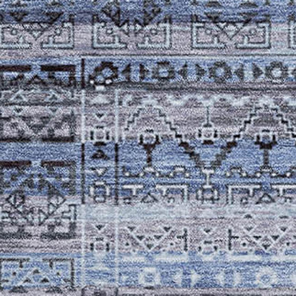 HomeRoots 10' Blue & Charcoal Striped Washable Area Rug – UV-Protected, Durable, Stain-Resistant Design for Homes 717827