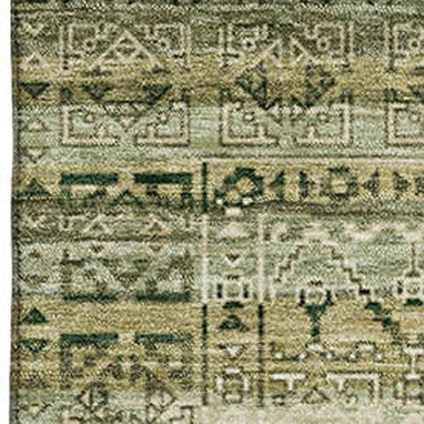HomeRoots 5' X 8' Green & Charcoal Striped Washable Area Rug with UV Protection for Durable Everyday Living 717829