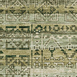 HomeRoots 8' Green and Charcoal Striped Washable Rug: UV-Protected, Durable, Stylish for Indoor & Outdoor Use! 717830