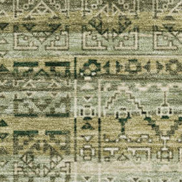 HomeRoots 8' Green and Charcoal Striped Washable Rug: UV-Protected, Durable, Stylish for Indoor & Outdoor Use! 717830