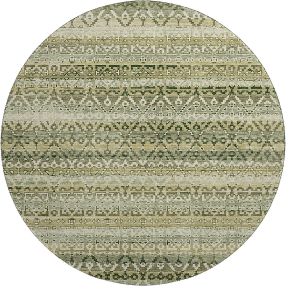 HomeRoots 8' X 10' Striped Washable Area Rug in Green & Charcoal - Durable, UV-Protected, Stylish Comfort! 717831