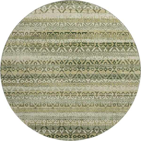 HomeRoots 8' X 10' Striped Washable Area Rug in Green & Charcoal - Durable, UV-Protected, Stylish Comfort! 717831