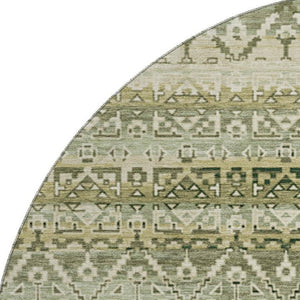 HomeRoots 8' X 10' Striped Washable Area Rug in Green & Charcoal - Durable, UV-Protected, Stylish Comfort! 717831