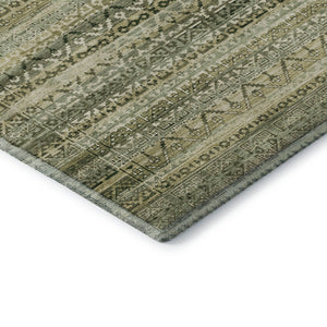 HomeRoots 8' X 10' Striped Washable Area Rug in Green & Charcoal - Durable, UV-Protected, Stylish Comfort! 717831