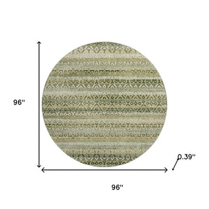 HomeRoots 8' X 10' Striped Washable Area Rug in Green & Charcoal - Durable, UV-Protected, Stylish Comfort! 717831
