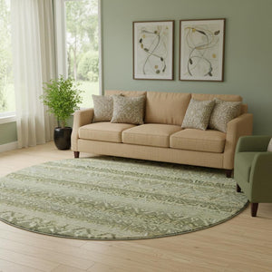 HomeRoots 8' X 10' Striped Washable Area Rug in Green & Charcoal - Durable, UV-Protected, Stylish Comfort! 717831