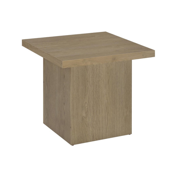 English Elm Square Engineered Wood Accent Table with Sculptural Pedestal Base for Modern Living Rooms B016P473404