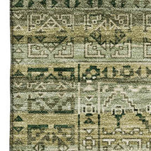 HomeRoots 9' X 12' Green & Charcoal Striped Washable Area Rug – Durable, UV-Protected, Perfect for Busy Homes! 717832