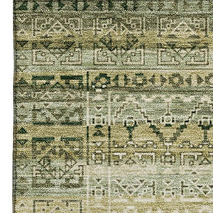 HomeRoots 9' X 12' Green & Charcoal Striped Washable Area Rug – Durable, UV-Protected, Perfect for Busy Homes! 717832