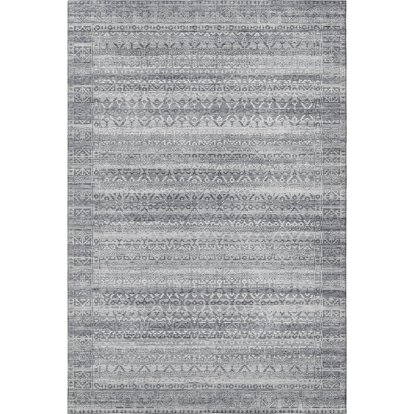 HomeRoots 5' X 8' Stylish Gray And Silver Striped Washable Area Rug with UV Protection for Busy Homes 717835