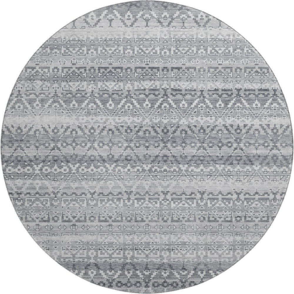 HomeRoots 8' X 10' Gray and Silver Striped Washable Area Rug - Stylish, Durable, UV-Protected for Easy Care! 717837