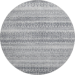 HomeRoots 8' X 10' Gray and Silver Striped Washable Area Rug - Stylish, Durable, UV-Protected for Easy Care! 717837