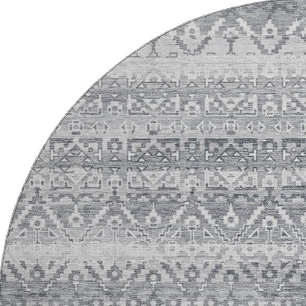 HomeRoots 8' X 10' Gray and Silver Striped Washable Area Rug - Stylish, Durable, UV-Protected for Easy Care! 717837