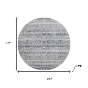 HomeRoots 8' X 10' Gray and Silver Striped Washable Area Rug - Stylish, Durable, UV-Protected for Easy Care! 717837
