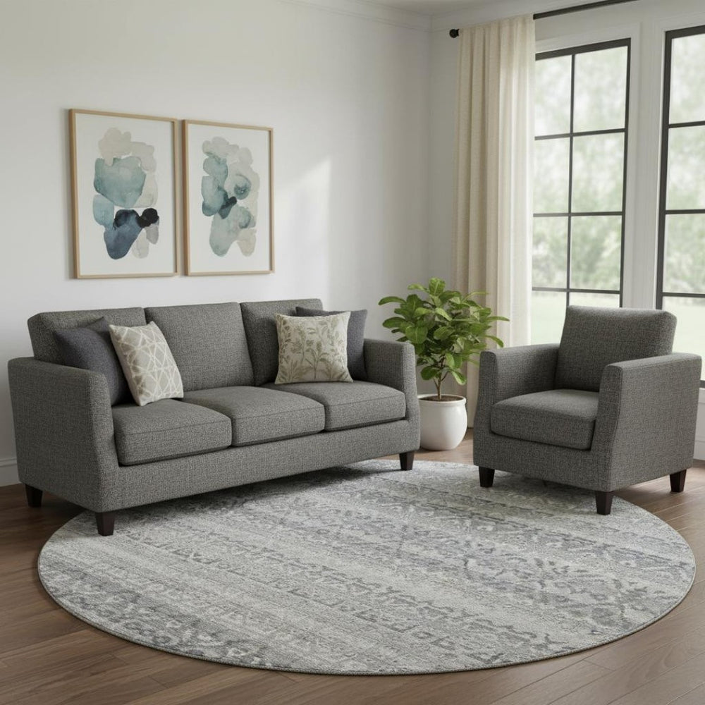HomeRoots 8' X 10' Gray and Silver Striped Washable Area Rug - Stylish, Durable, UV-Protected for Easy Care! 717837