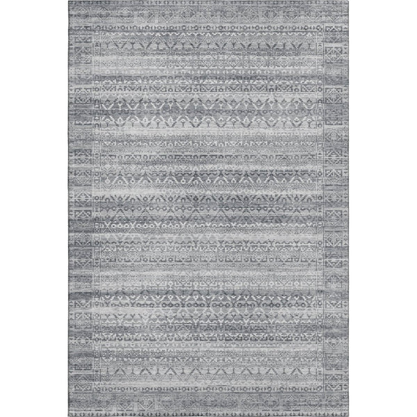 HomeRoots 10' Gray & Silver Striped Area Rug - Washable, UV-Protected, Durable Design for High-Traffic Spaces 717839