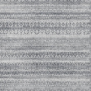 HomeRoots 10' Gray & Silver Striped Area Rug - Washable, UV-Protected, Durable Design for High-Traffic Spaces 717839